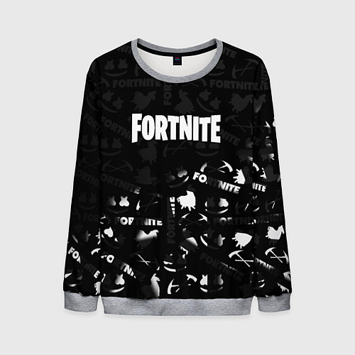 Мужской свитшот Fortnite pattern black / 3D-Меланж – фото 1