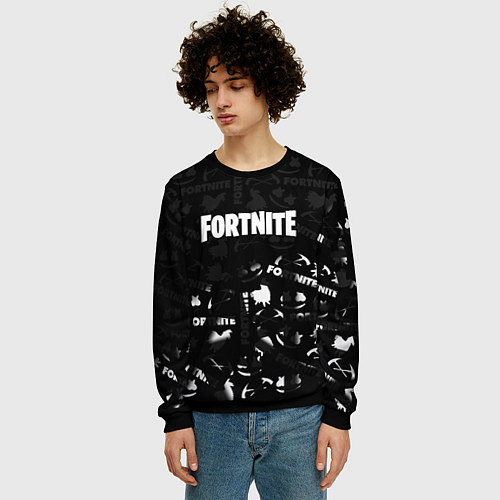 Мужской свитшот Fortnite pattern black / 3D-Черный – фото 3