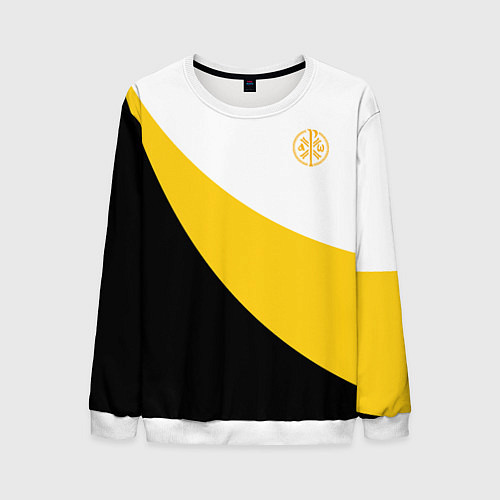 Мужской свитшот Мы русские с нами Бог малый желтый КЦК Николай II / 3D-Белый – фото 1