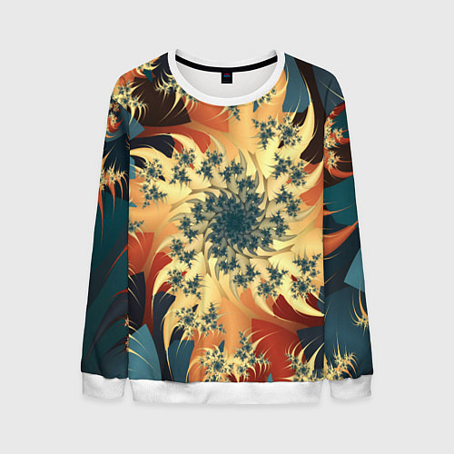 Мужской свитшот Оптические узоры фракталы / 3D-Белый – фото 1