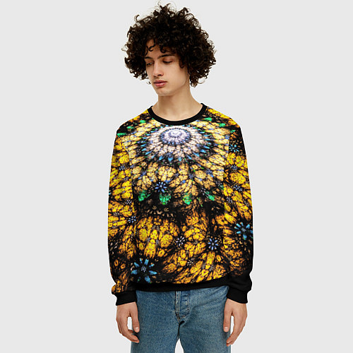 Мужской свитшот Оптический узор текстура / 3D-Черный – фото 3