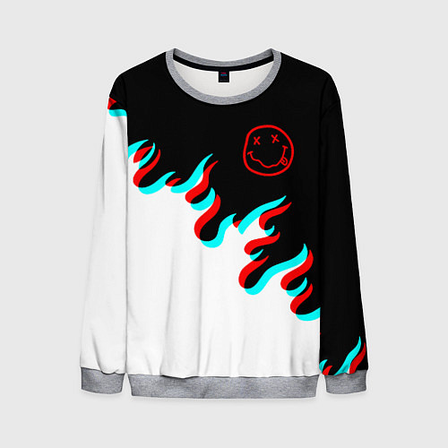 Мужской свитшот Нирвана глитч огонь / 3D-Меланж – фото 1