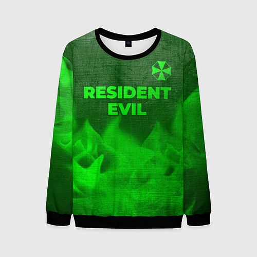 Мужской свитшот Resident Evil - green gradient посередине / 3D-Черный – фото 1