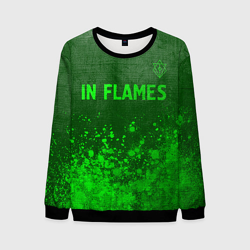 Мужской свитшот In Flames - green gradient посередине / 3D-Черный – фото 1