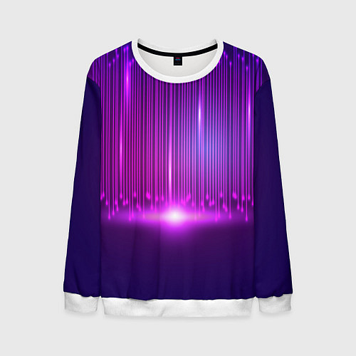 Мужской свитшот Светящиеся неоновые линии и вспышка света / 3D-Белый – фото 1