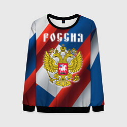 Свитшот мужской Цвета флага России, паттерн, цвет: 3D-черный