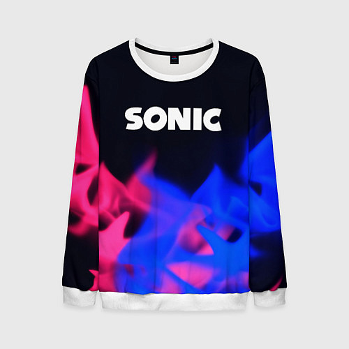 Мужской свитшот Sonic neon flame / 3D-Белый – фото 1