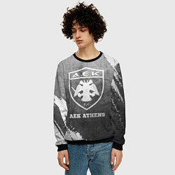 Свитшот мужской AEK Athens - grey gradient, цвет: 3D-черный — фото 2