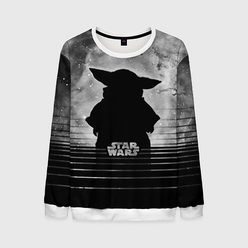 Мужской свитшот Звездное небо - Беби Йода / 3D-Белый – фото 1