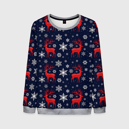Мужской свитшот Олени новогодние / 3D-Меланж – фото 1