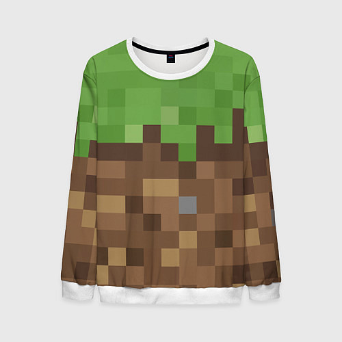 Мужской свитшот Earth - Minecraft / 3D-Белый – фото 1