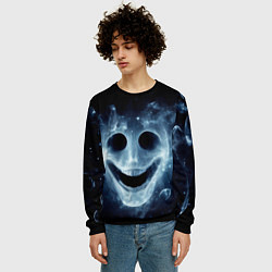 Свитшот мужской Нейросеть - улыбка привидения, цвет: 3D-черный — фото 2