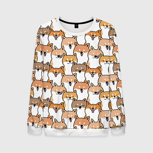 Мужской свитшот Узор сиба ину / 3D-Белый – фото 1