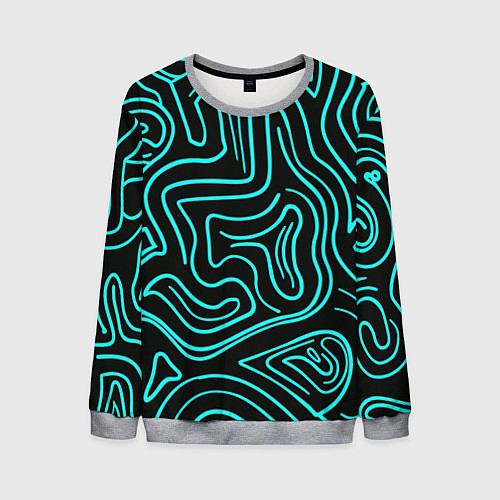 Мужской свитшот Абстракция из бирюзовых полос / 3D-Меланж – фото 1