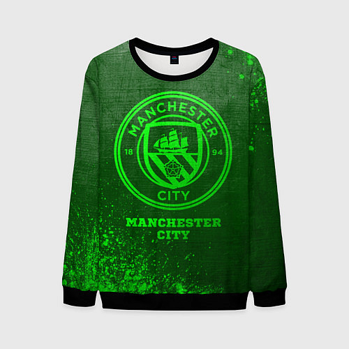 Мужской свитшот Manchester City - green gradient / 3D-Черный – фото 1