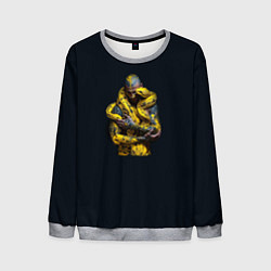 Свитшот мужской Мускулистый парень со змеей символ 2025, цвет: 3D-меланж
