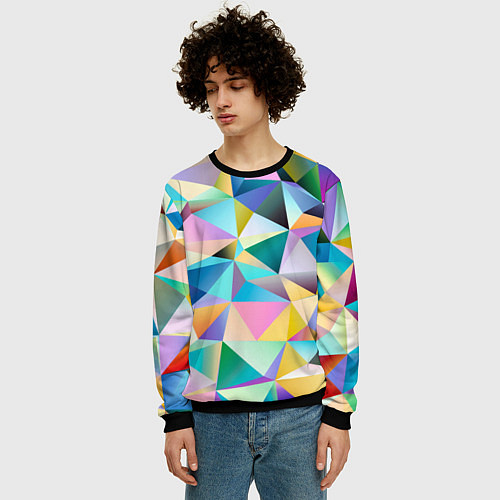Мужской свитшот Полигональная текстура / 3D-Черный – фото 3