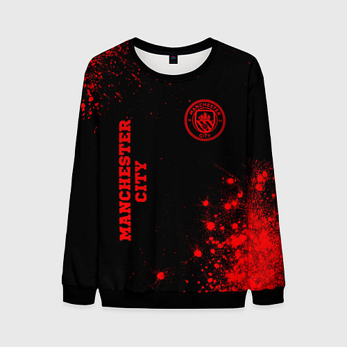 Мужской свитшот Manchester City - red gradient вертикально / 3D-Черный – фото 1