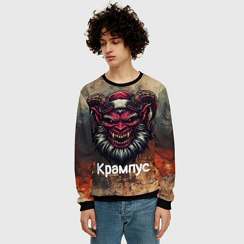 Мужской свитшот Рождественский Крампус / 3D-Черный – фото 3