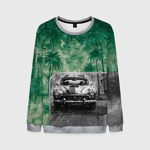 Мужской свитшот Ретроавтомобиль / 3D-Меланж – фото 1