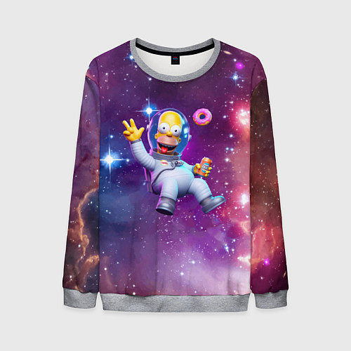 Мужской свитшот Homer Simpson in space - ai art / 3D-Меланж – фото 1