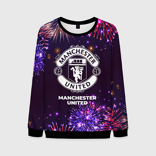 Мужской свитшот Праздничный Manchester United / 3D-Черный – фото 1