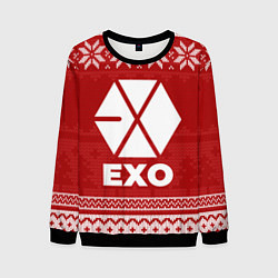 Свитшот мужской Новогодний Exo, цвет: 3D-черный
