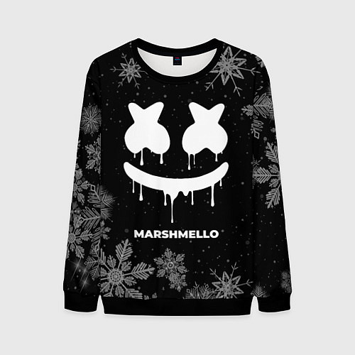 Мужской свитшот Снежный Marshmello / 3D-Черный – фото 1
