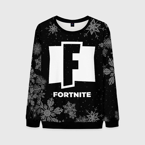 Мужской свитшот Снежный Fortnite / 3D-Черный – фото 1