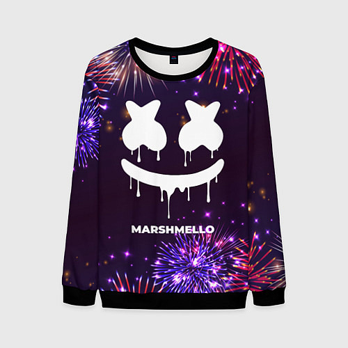 Мужской свитшот Праздничный Marshmello / 3D-Черный – фото 1