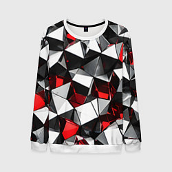 Мужской свитшот Красно-белые рельефные треугольники на чёрном фоне