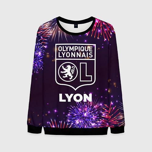 Мужской свитшот Праздничный Lyon / 3D-Черный – фото 1