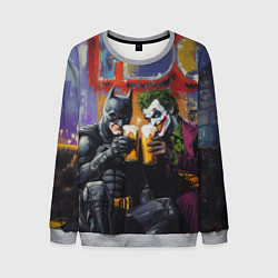 Мужской свитшот Джокер и Бэтмен пьют пиво