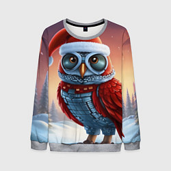 Мужской свитшот Новогодняя кибер сова