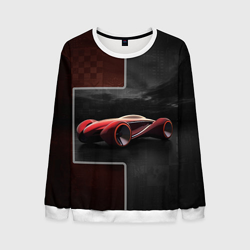 Мужской свитшот Футуристичный красный спорткар / 3D-Белый – фото 1