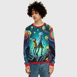 Свитшот мужской Морти и Рик в пещере ужасов, цвет: 3D-красный — фото 2