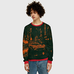 Свитшот мужской Спорткар в оранжево-зелёных тенях, цвет: 3D-красный — фото 2