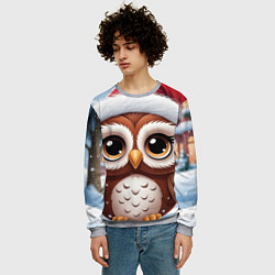 Свитшот мужской Новогодний совенок, цвет: 3D-меланж — фото 2