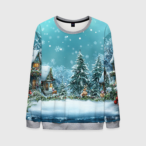 Мужской свитшот Новогодний снегопад / 3D-Меланж – фото 1