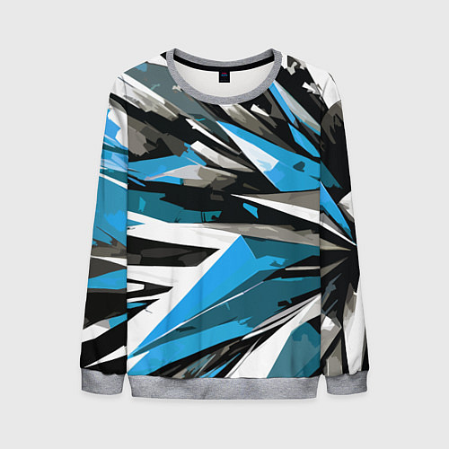 Мужской свитшот Чёрно-сине-белая абстракция / 3D-Меланж – фото 1