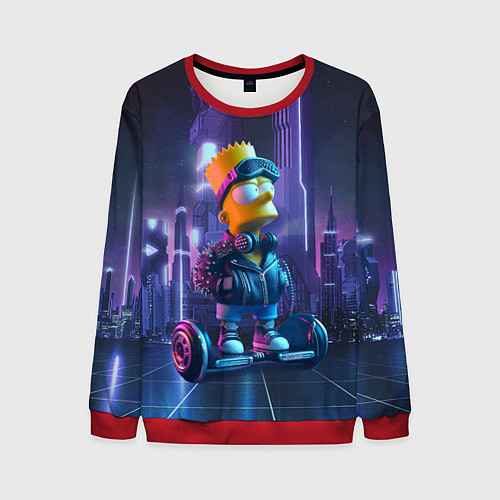 Мужской свитшот Bart Simpson on a gyro scooter - ai art / 3D-Красный – фото 1