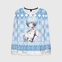 Свитшот мужской Rei christmas sweater Evangelion, цвет: 3D-белый