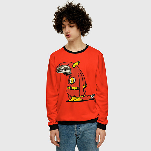 Мужской свитшот Ленивец Флэш / 3D-Черный – фото 3