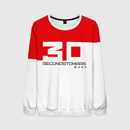 Мужской свитшот 30 Seconds to Mars - red and white / 3D-Белый – фото 1