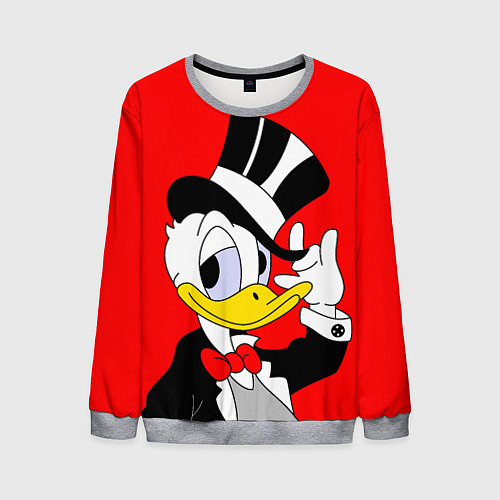 Мужской свитшот Дональ Дак в цилиндре / 3D-Меланж – фото 1