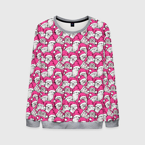 Мужской свитшот Выдры новогодние в розовых колпаках / 3D-Меланж – фото 1
