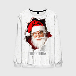 Мужской свитшот Дед Мороз выглядывает из дыры в стене