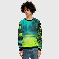 Свитшот мужской Зелёная кислотная абстракция, цвет: 3D-черный — фото 2