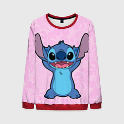 Мужской свитшот Stitch on a pink background