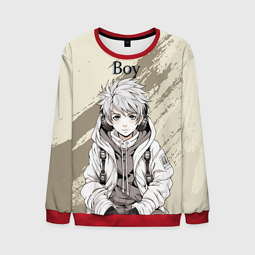 Мужской свитшот Парень в толстовке / 3D-Красный – фото 1